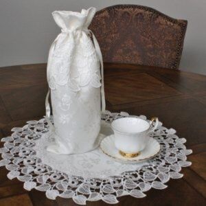 NEW Wine Gift Bag All-occasion, PEARL LACE LEAVES